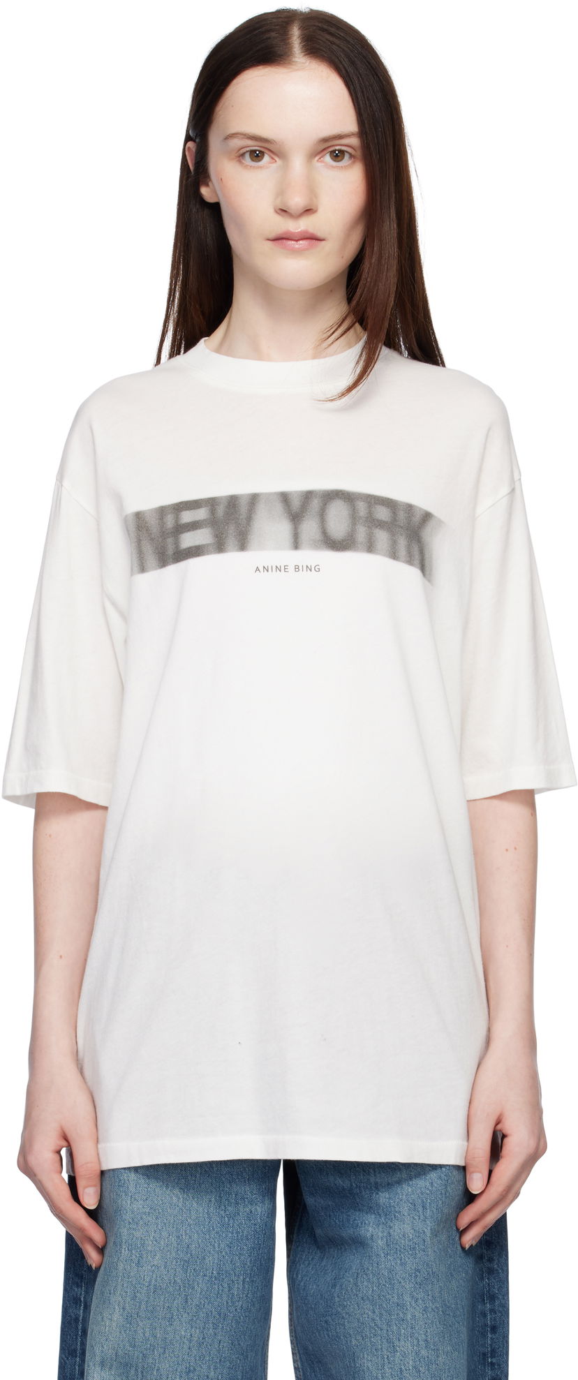 T-paita Anine Bing Cason Graphic Print Cotton T-Shirt Valkoinen | A-08-10131-IVY1