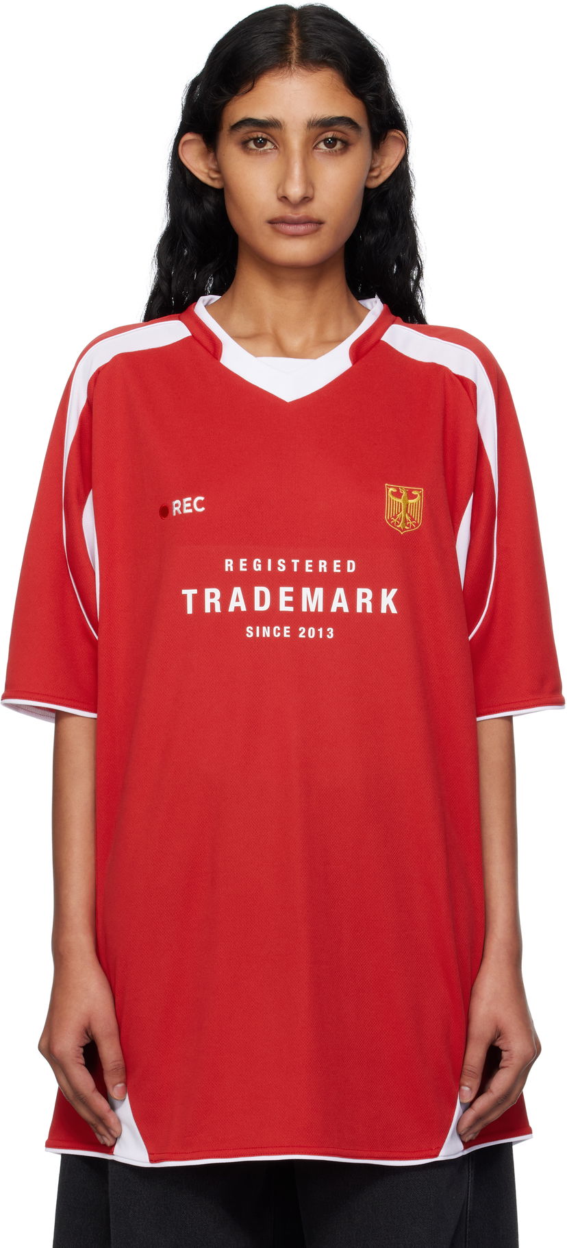 Jersey VETEMENTS Vetements 'Trademark' Football T-Shirt Punainen | UH76TR500R