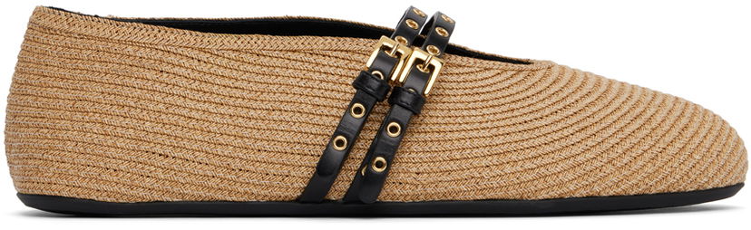 Vaatteet Alaïa ALAÏA Paper Straw Ballerina Flats Beige | AA3A058TK036
