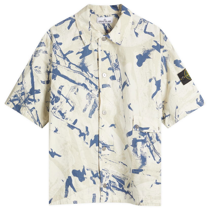 Paita Stone Island Scan Camo Ripstop-OVD Short Sleeve Shirt, Size X-Large Beige | K1S151100012-V009A