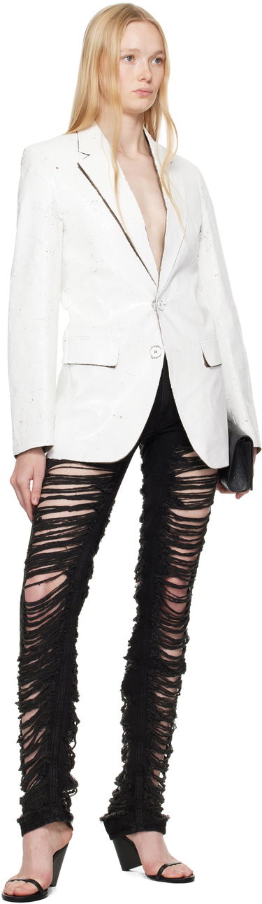 Takki Maison Margiela MM6 Maison Margiela Hand-Coated Blazer Valkoinen | S62BN0110 M35437, 3