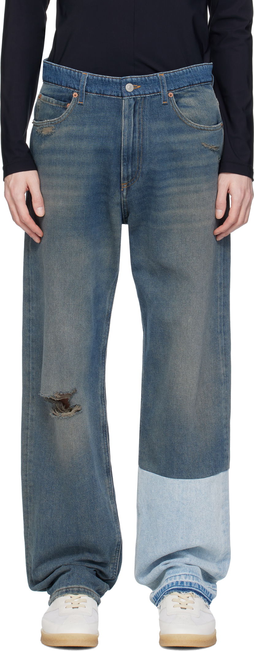 Jeans Maison Margiela MM6 Maison Margiela Five-Pocket Distressed Jeans Sininen | SH0LA0017 M30017
