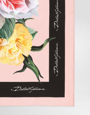 Huivi Dolce & Gabbana Dolce & Gabbana Rose and Peony Print Silk Twill Square Scarf Vaaleanpunainen | FN093RGDCUIHF5IY, 3