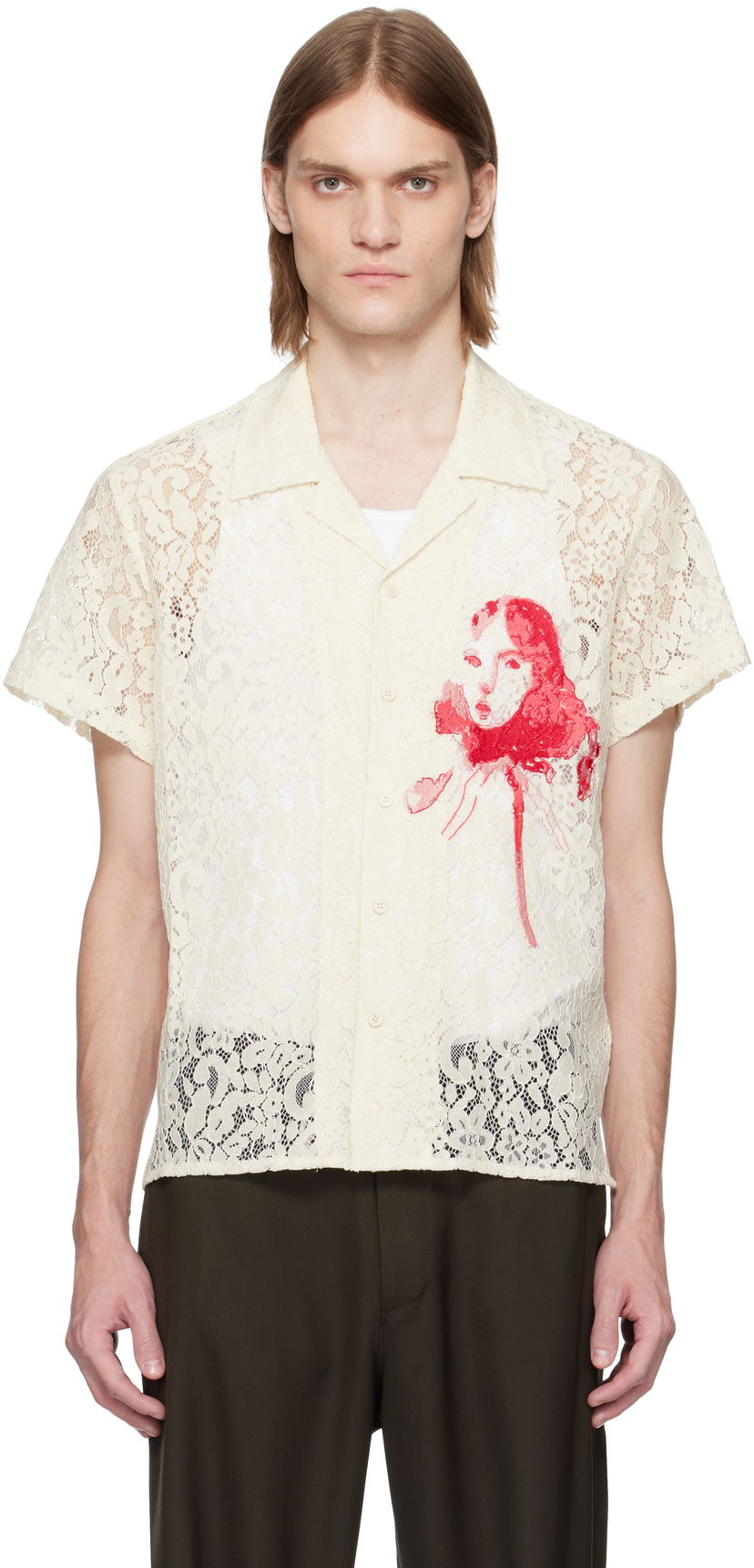 Paita KidSuper KidSuper Lace Girl Painting Shirt Valkoinen | SS25-SST-06