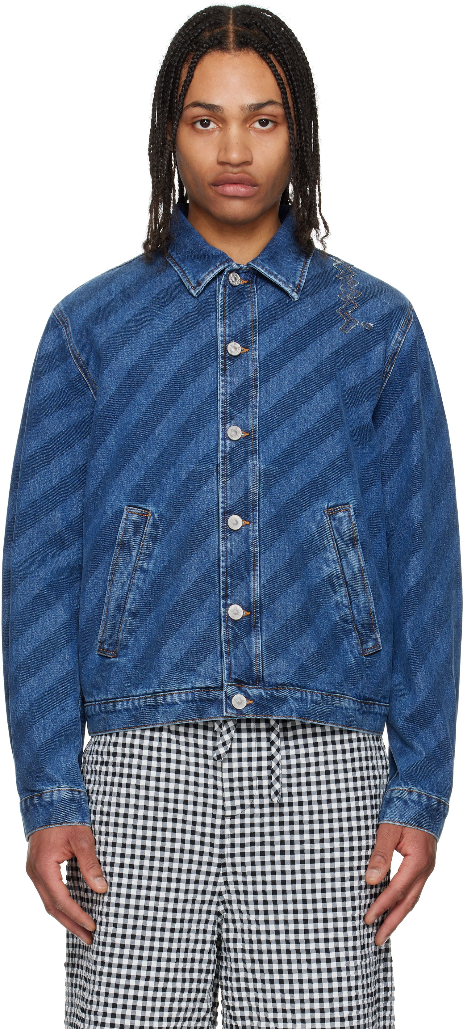 Takki Marni Marni Striped Denim Jacket Sininen | JUJU0050S0 USCX36, 0
