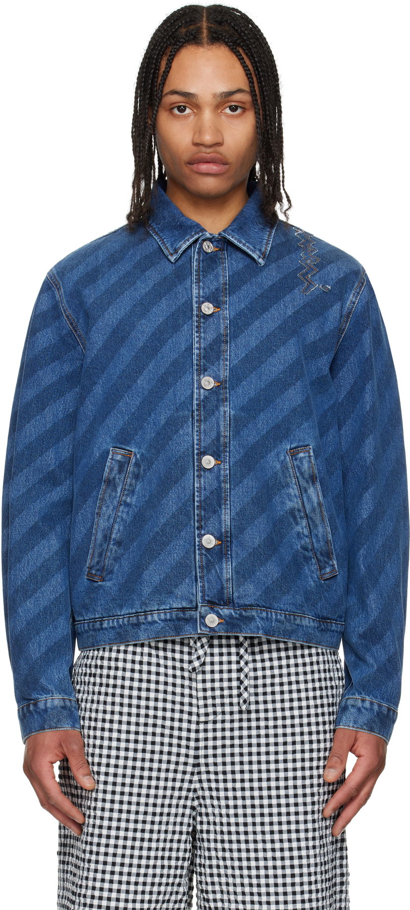 Takki Marni Marni Striped Denim Jacket Sininen | JUJU0050S0 USCX36