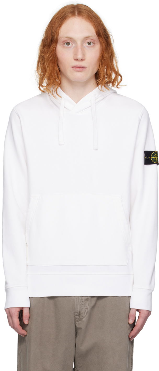 Huppari Stone Island Garment-Dyed Hoodie Valkoinen | 801564151