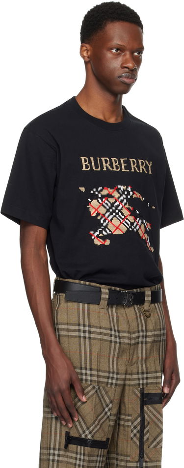 T-paita Burberry Cross Stitch Horseferry Print Cotton T-Shirt Musta | 8109021, 1