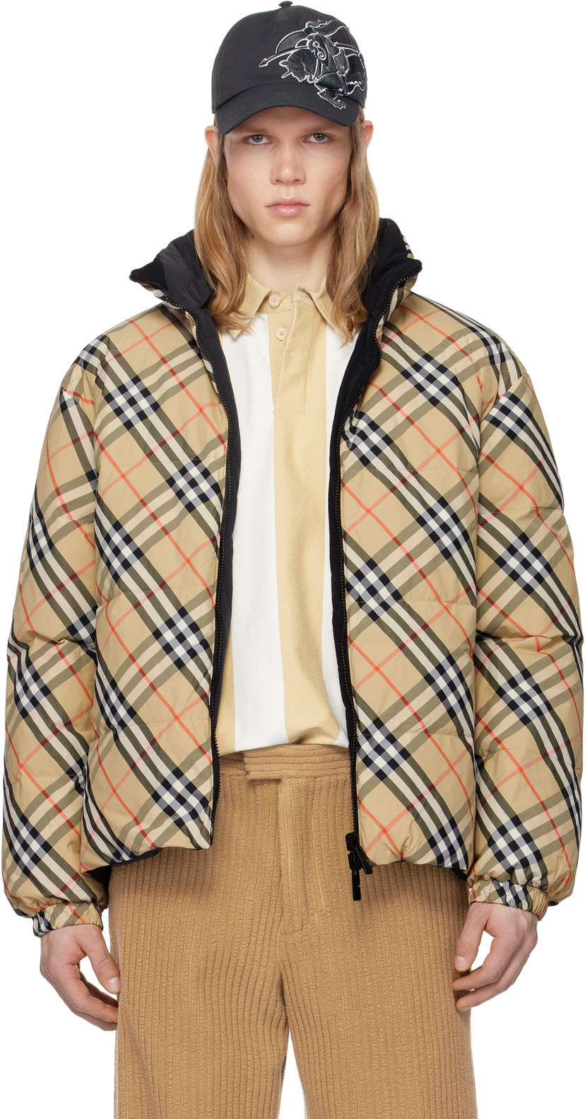 Puffer takki Burberry Burberry Reversible Check Down Puffer Jacket Beige | 8103931