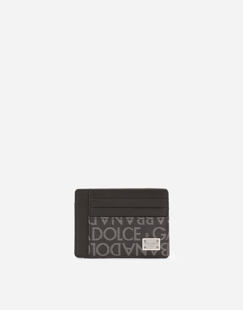 Lompakko Dolce & Gabbana Coated Jacquard Card Holder Musta | BP3325AJ7058B969