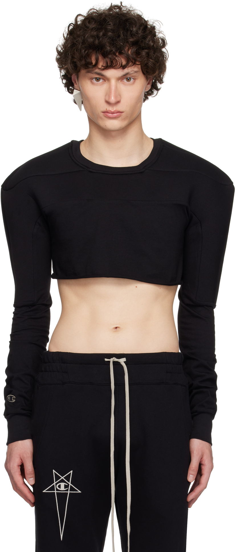 T-paita Rick Owens Rick Owens Champion Edition Cropped Harness T-Shirt Musta | CM01E1708 CHJG JERSEY