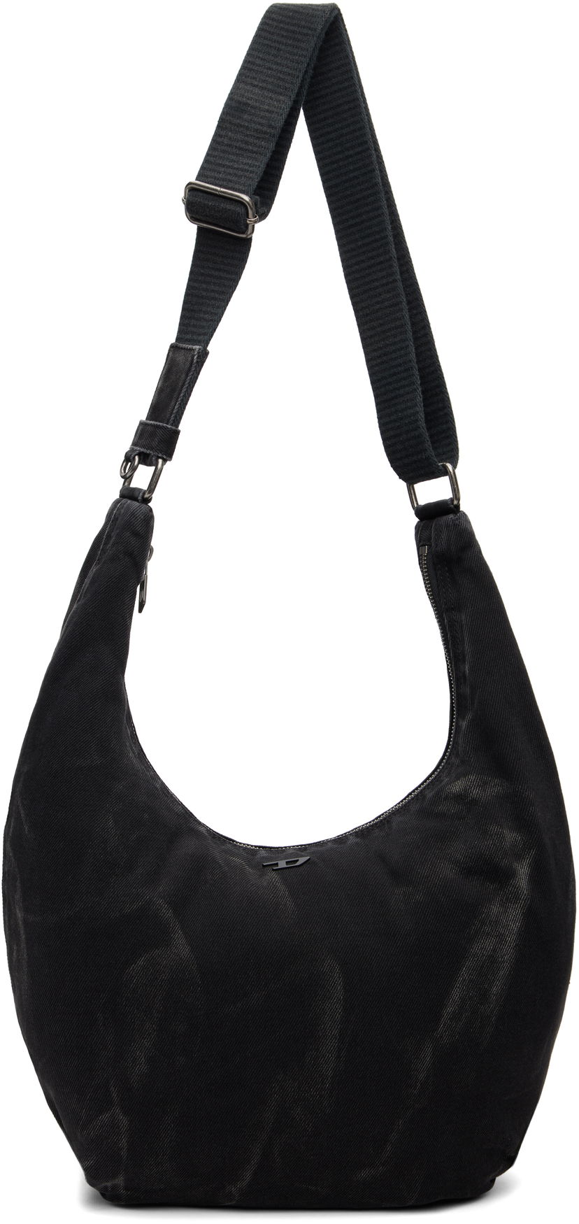 Olkalaukku Diesel Rave X Washed Denim Crescent Shoulder Bag Musta | X10414-P4485-T8013