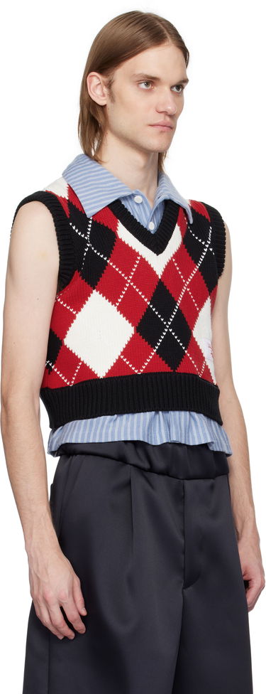 Villapaita Charles Jeffrey Loverboy Charles Jeffrey LOVERBOY Cropped Argyle Vest Punainen | 54091401, 4