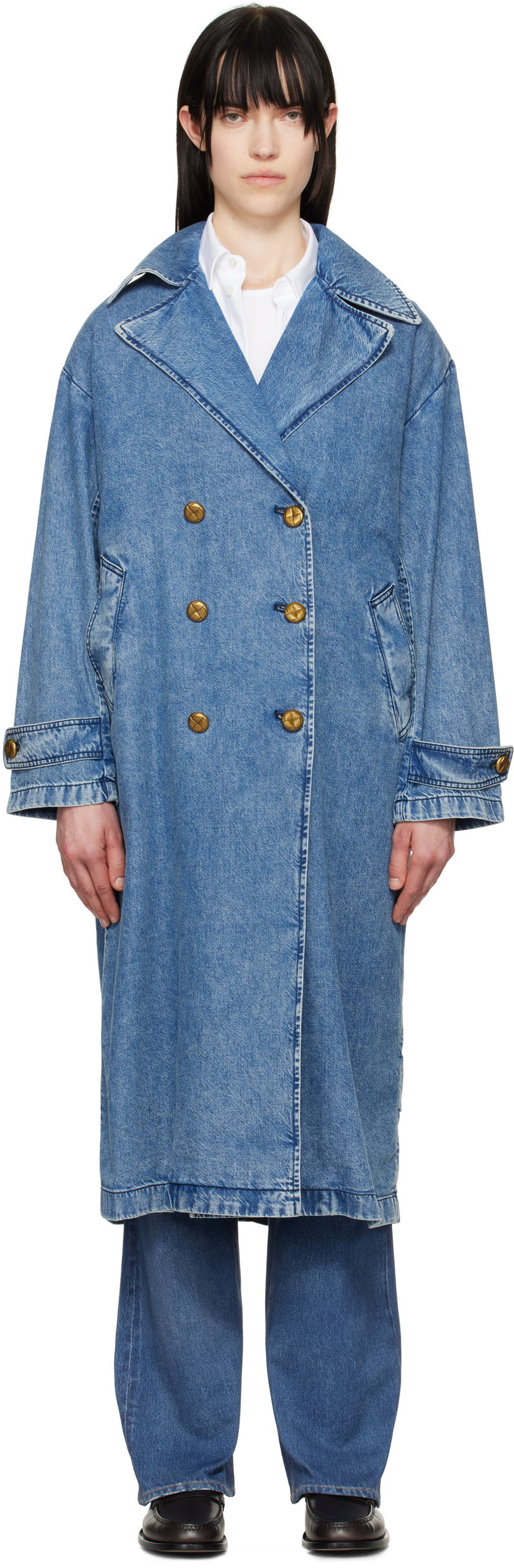 Trenssitakki rag & bone rag & bone Featherweight Alora Denim Trench Coat Sininen | WDD25S1498FWBE
