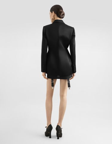 Takki Dolce & Gabbana Dolce & Gabbana Double-breasted Duchess Satin Jacket With Conical Cups Musta | F27ETTFU106N0000, 2