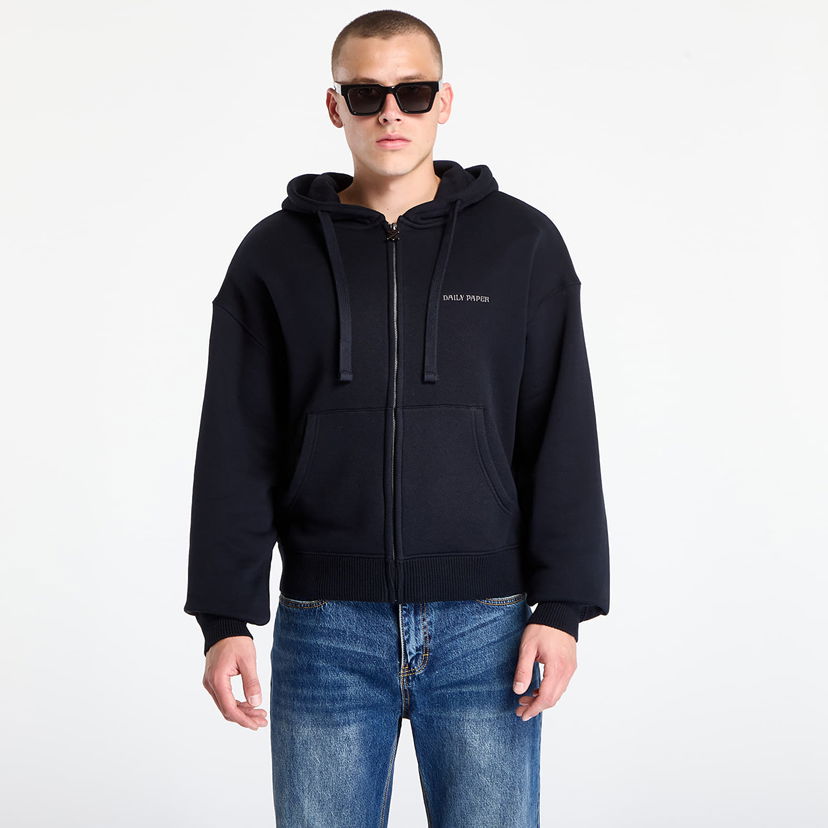Huppari DAILY PAPER Sweatshirt Boxy Zip Up Hoodie Black Musta | 2521072