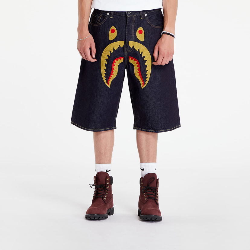 Shortsit BAPE A BATHING APE Shark Denim Shorts Indigo Musta | 001DSK301002M ING