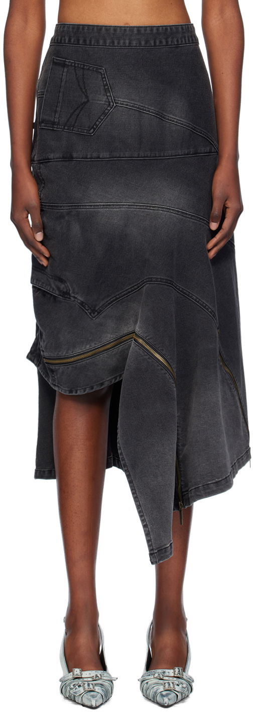 Hame Feng Chen Wang Feng Chen Wang Deconstructed Denim Midi Skirt Harmaa | FWF18SK04