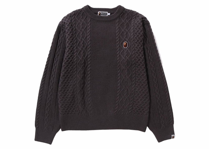 Villapaita BAPE BAPE Ape Head One Point Knit Sweater Gray Harmaa | 1J80-120-004