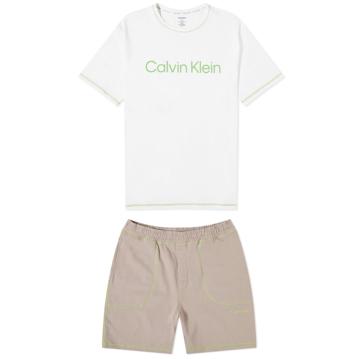 Pyjama CALVIN KLEIN Future Shift Short Sleeve Lounge Set Valkoinen | 000NM2471EKDD, 0