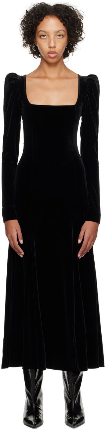 Mekko GANNI Puff Sleeve Maxi Dress Musta | T3701, 0