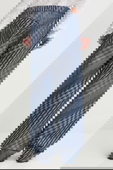 Jeans KENZO Kenzo Diagonal Stripe Turn Up Wide Fit Jeans Sininen | FF65DP4216Z1, 2