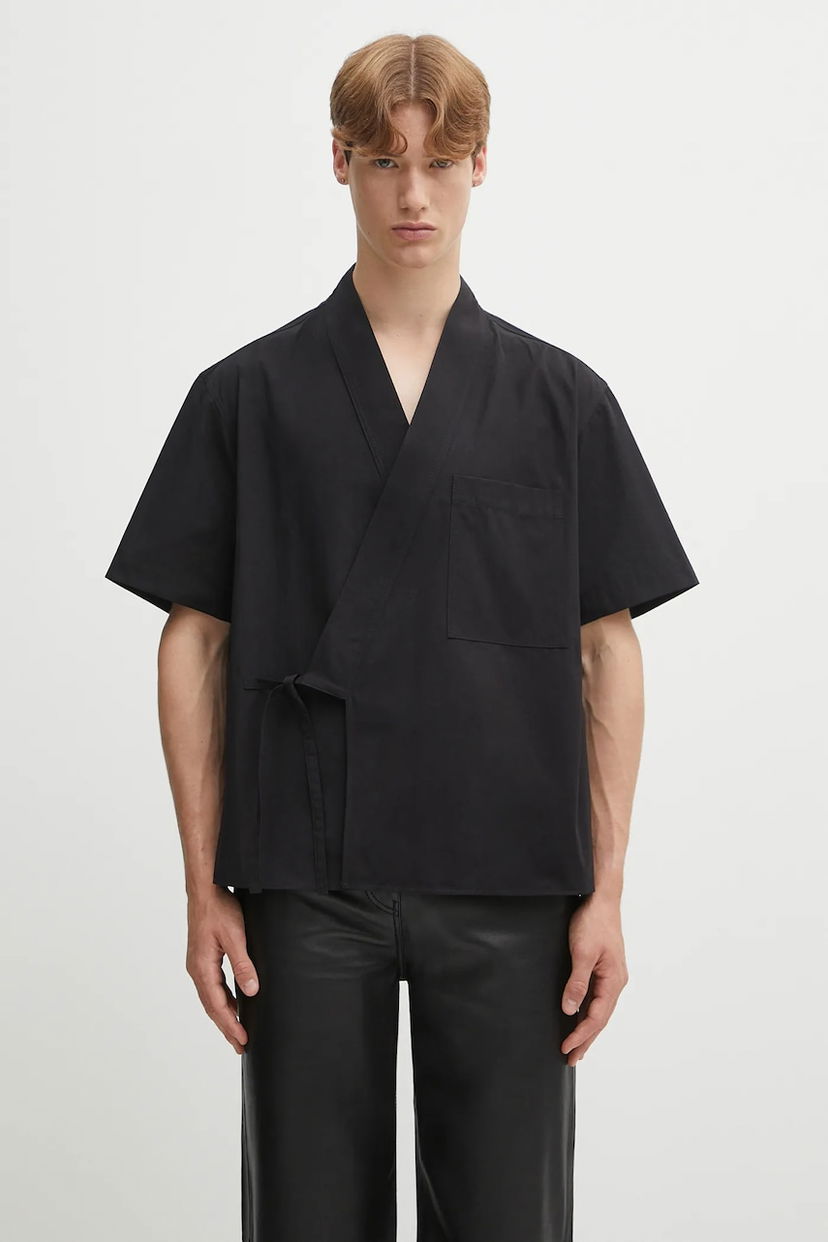 Paita KENZO Short Sleeve Kimono Shirt - Relaxed Fit Musta | FF65CH1269LP