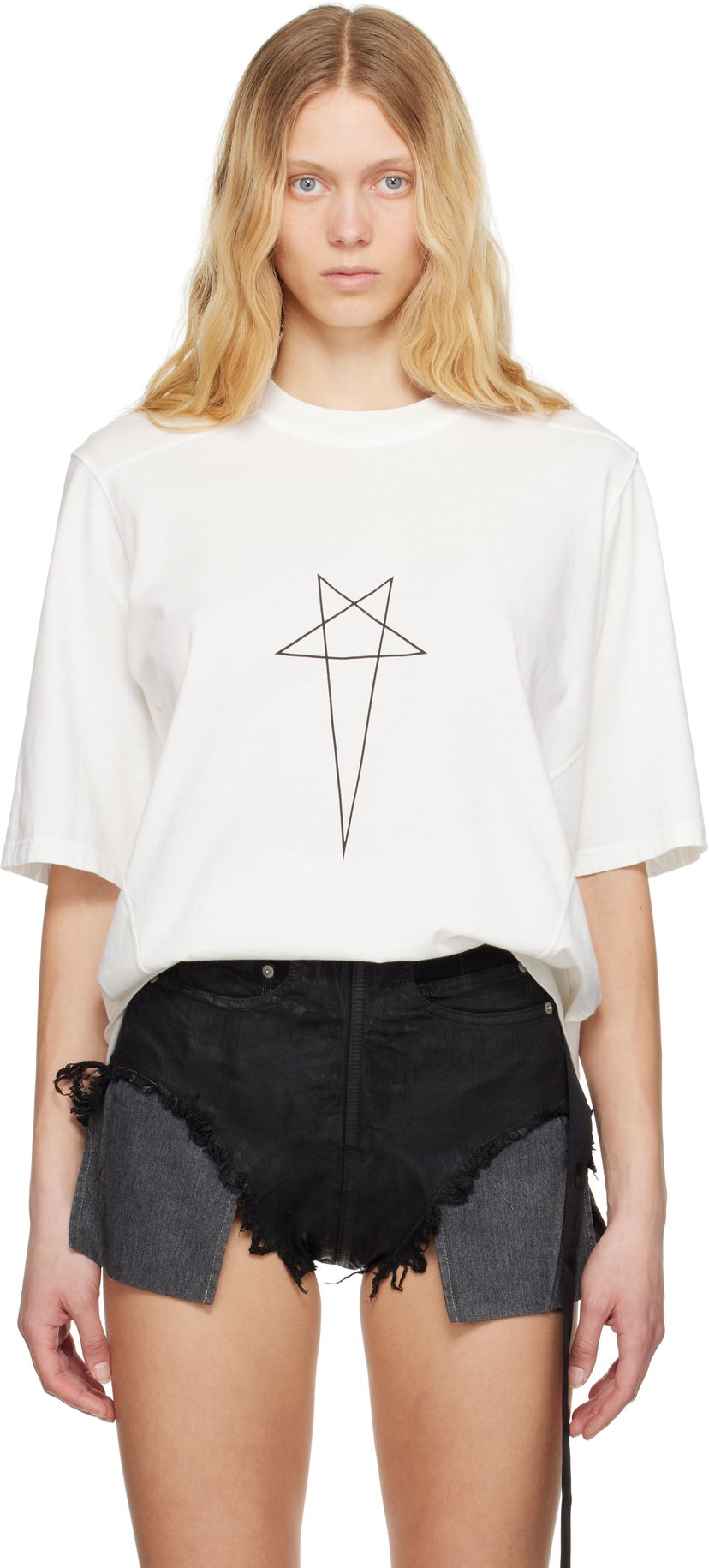 T-paita Rick Owens Rick Owens DRKSHDW Hollywood Walrus T-Shirt Valkoinen | DS01E3201 RNEP3