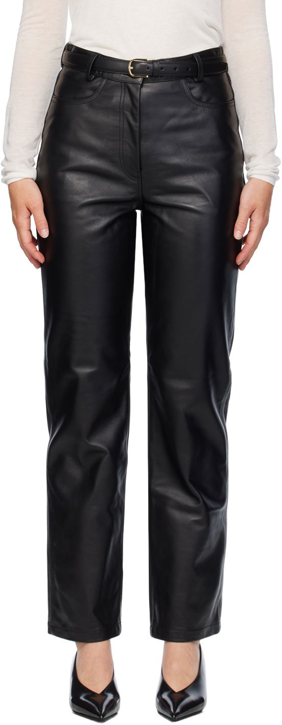 Housut TOTEME Straight Leather Pants Musta | 243-WRB0195-LE0065