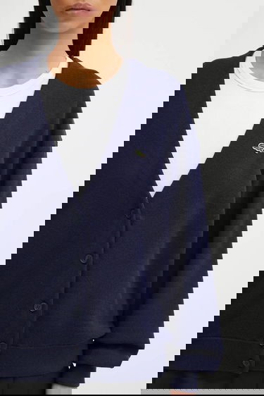 Villapaita Lacoste V-Neck Button-Up Relaxed Fit Wool Blend Cardigan Tummansininen | AF4143, 3