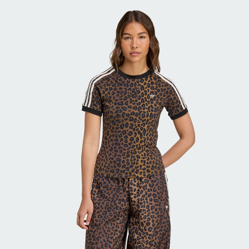 T-paita adidas Performance Leopard Cali T-Shirt Ruskea | JW7304