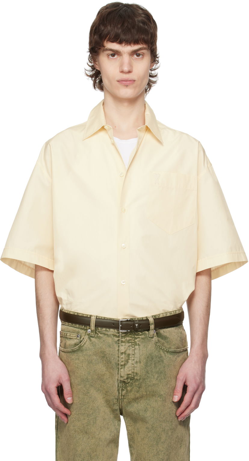 Paita AMI AMI Paris Boxy Fit Cotton Short Sleeve Shirt Keltainen | HSH240.CO0076
