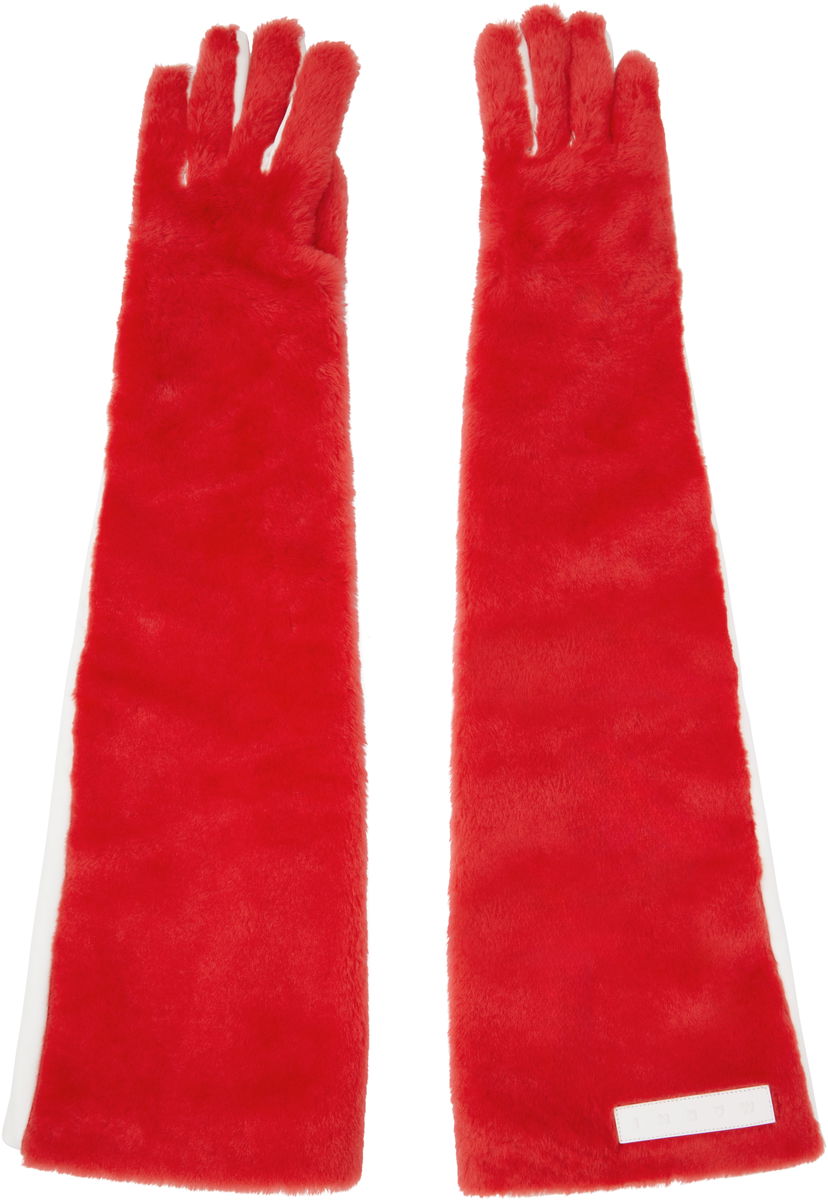 Käsineet Marni Marni Long Faux-Fur Gloves Punainen | GNMC0052X0 ULM121
