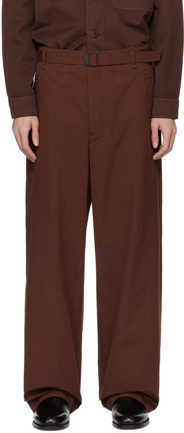 Housut LEMAIRE LEMAIRE Seamless Belted Trousers Ruskea | PA1106 LF1220