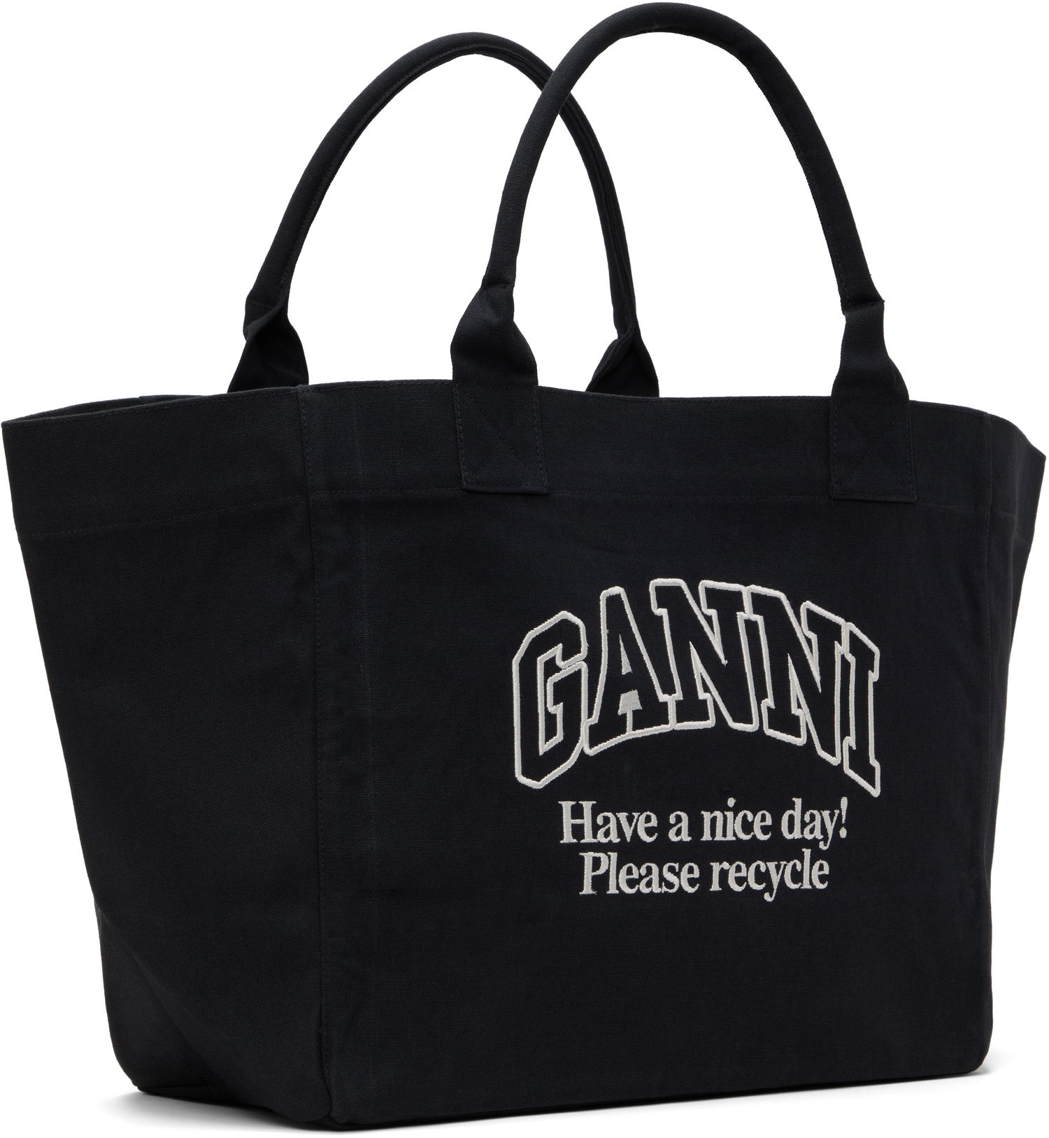 Kangaskassi GANNI GANNI Oversized Canvas Tote Bag Musta | A6680, 1