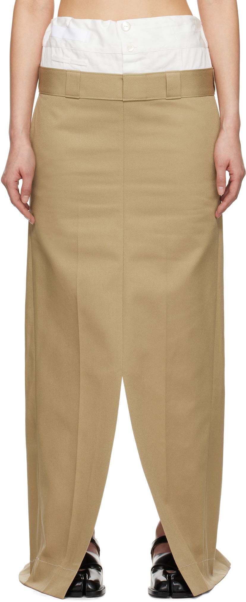 Hame Maison Margiela Maison Margiela Cotton Twill Maxi Skirt Beige | S51MI0002 S54042