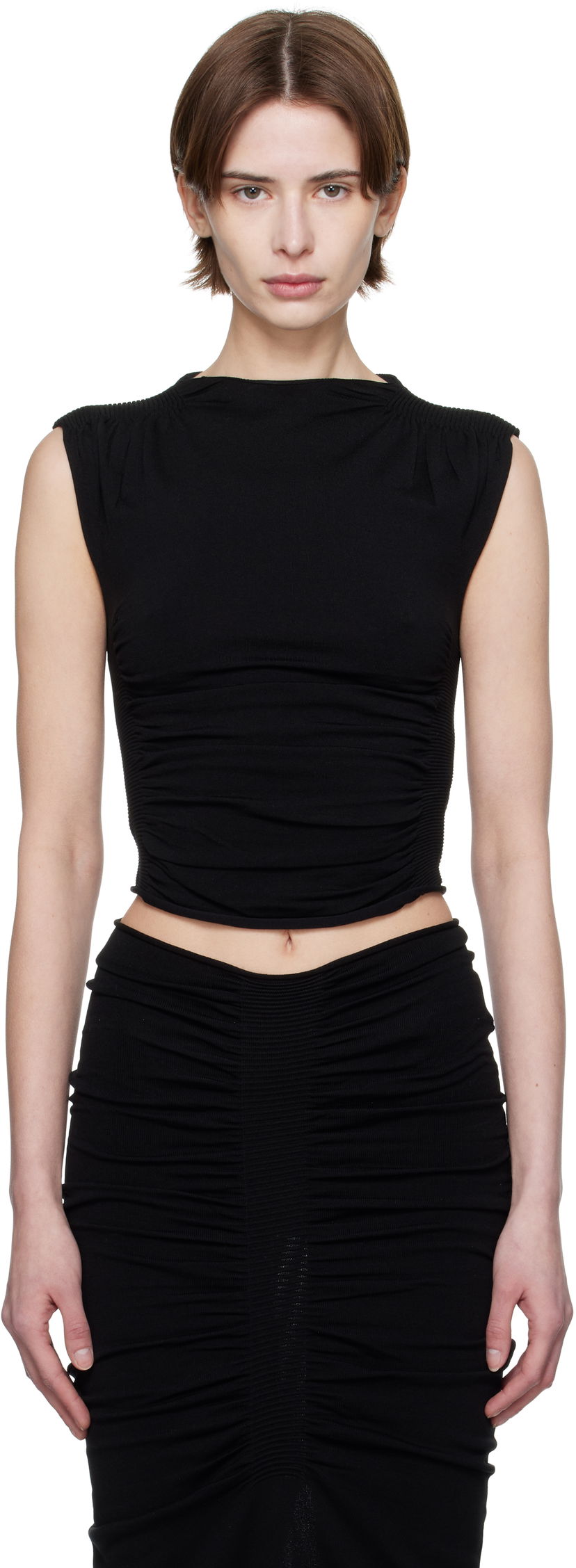 Tankkitoppi Alexander Wang Alexander Wang Ruched Tank Top Musta | 1KC1251032
