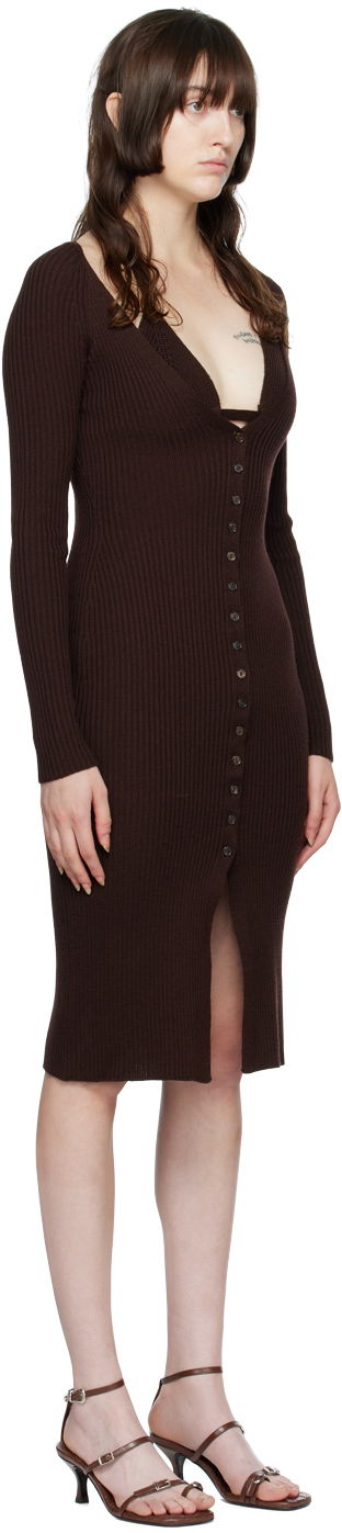 Mekko Blumarine Ribbed Button-Up Midi Dress Vihreä | 2A210A, 4