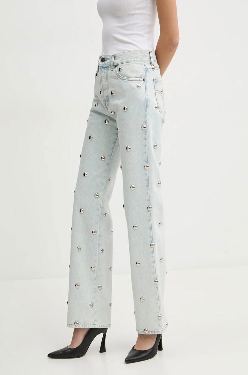 Jeans Fiorucci Fiorucci High-Waisted Studded Wide-Leg Jeans Sininen | U01FMDJE075DN06DN08