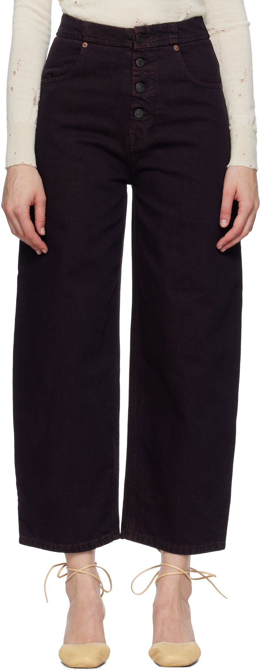 Jeans Maison Margiela MM6 Maison Margiela Barrel-Leg Jeans Burgundia | S52LA0268 M30032