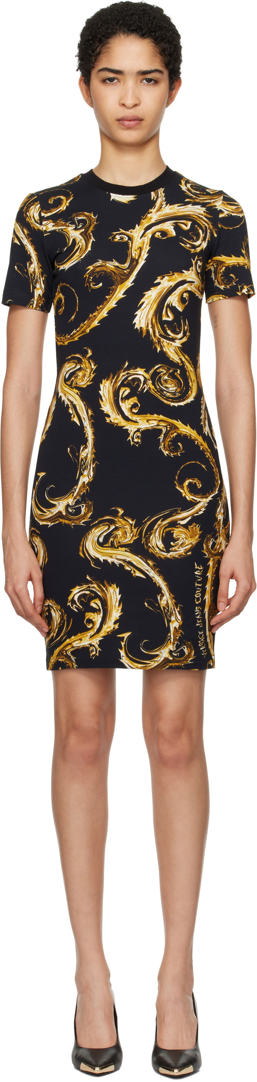 Mekko Versace Couture Print T-Shirt Minidress Musta | E77HAO939_EJS409