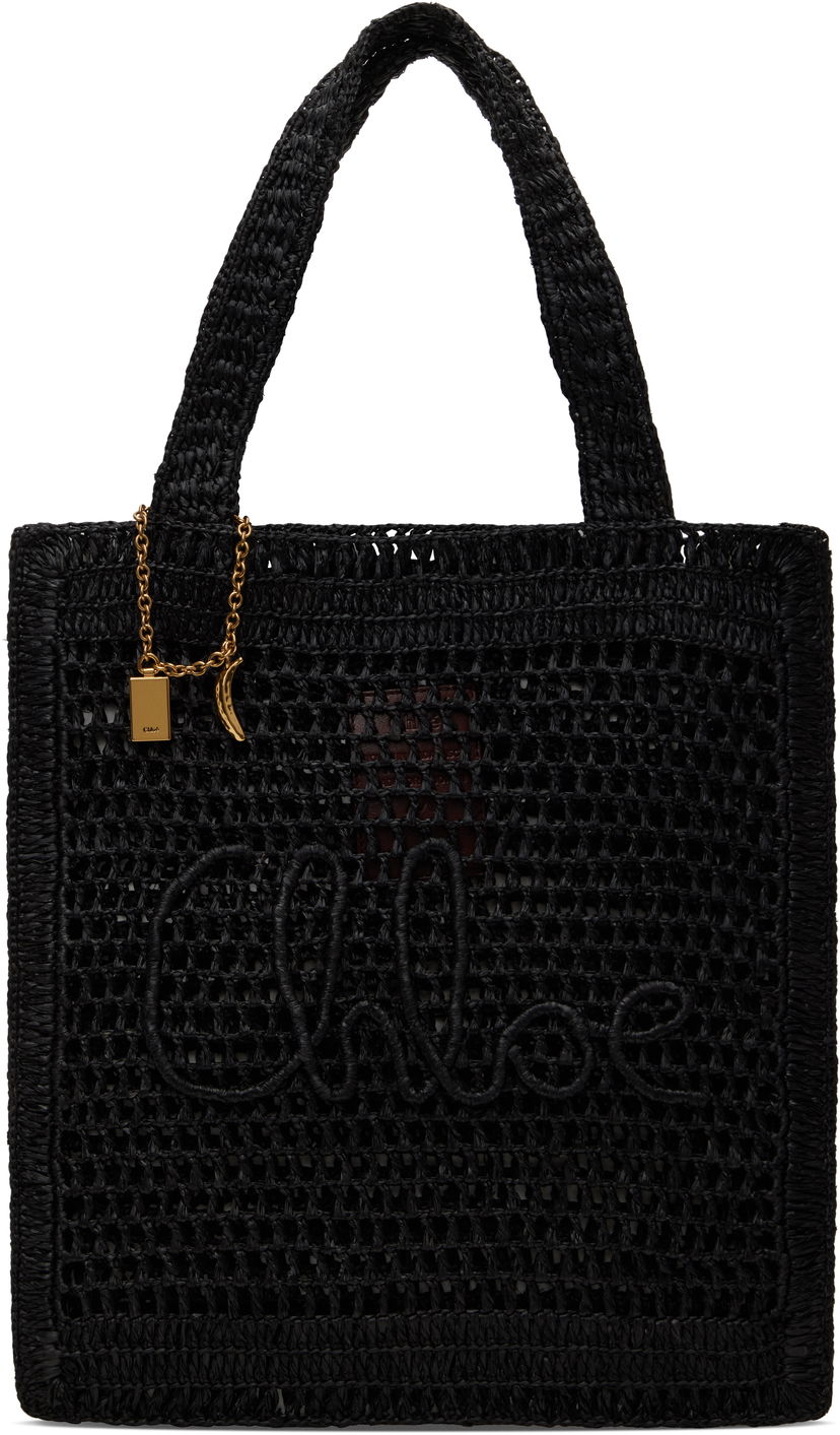 Kangaskassi CHLOÉ Chloé Summer Banana Raffia Tote Musta | CH25US901P08