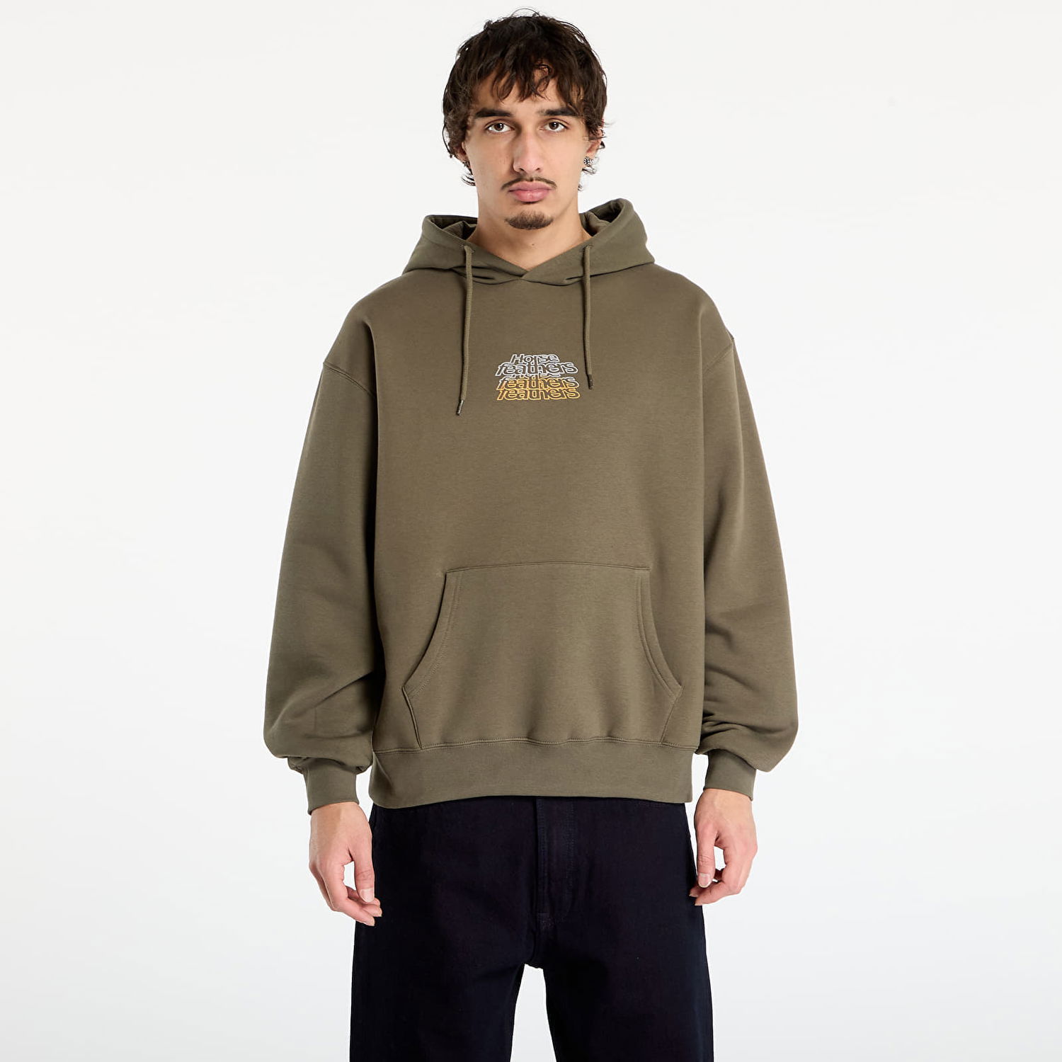Huppari Horsefeathers Rollin Graphic Print Hoodie with Kangaroo Pocket Vihreä | SM1388B, 0