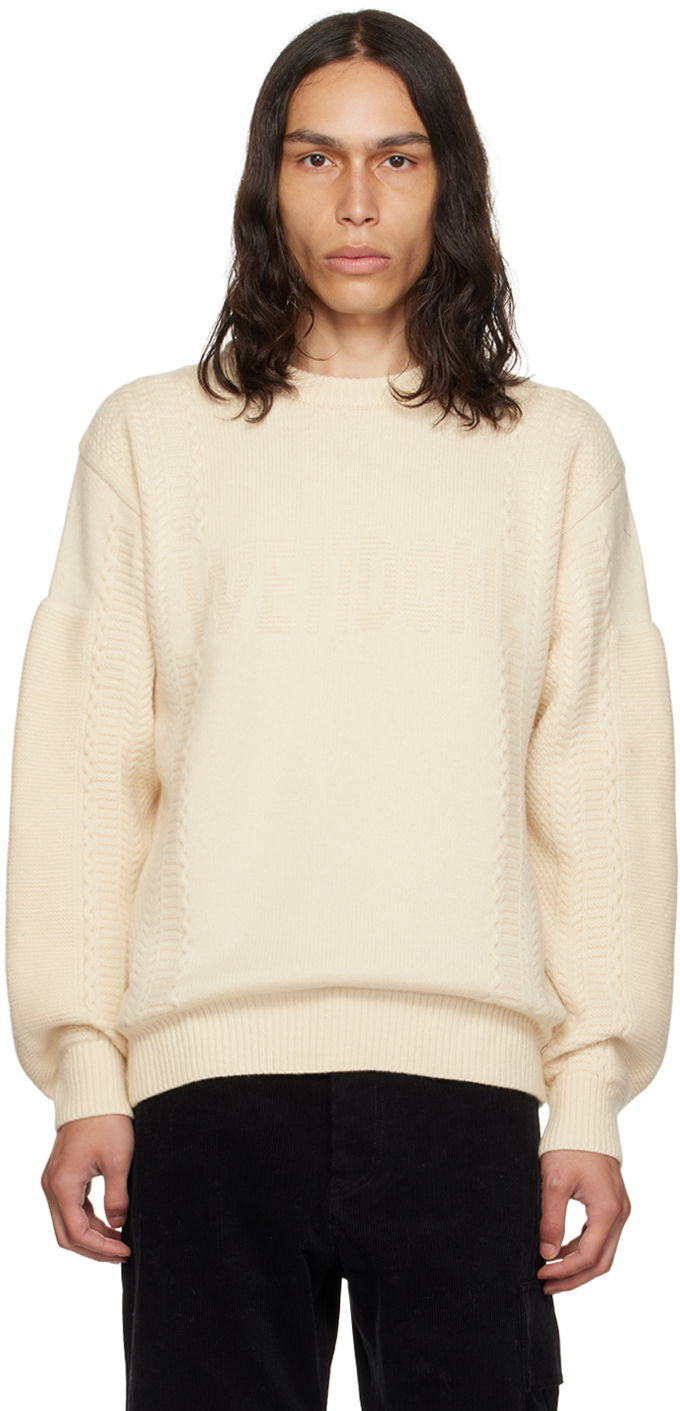Villapaita We11done We11done Square Patch Knit Sweater Beige | WD-KT3-23-643-U-IV