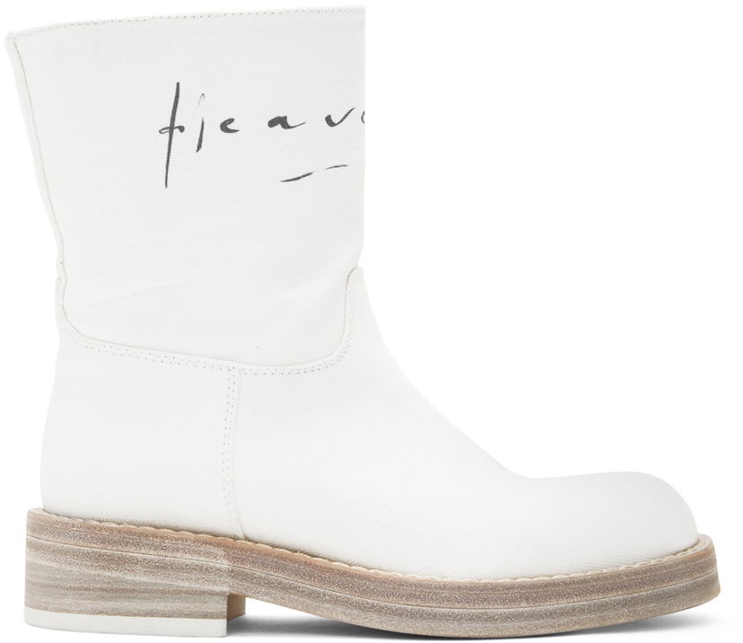 Vaatteet Ann Demeulemeester Ann Demeulemeester Billie Canvas Boots Valkoinen | 2201-W-R11-195-001