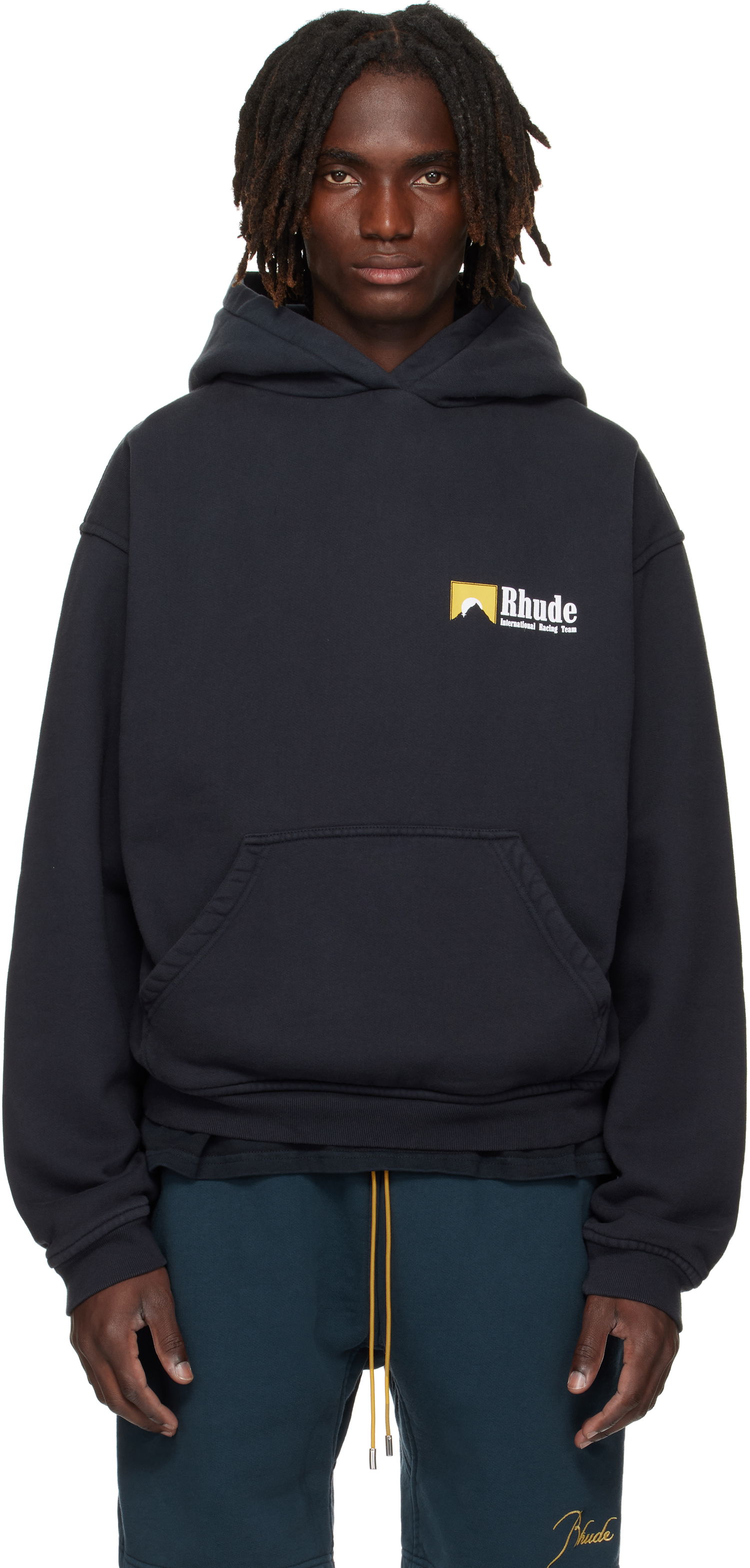 Huppari Rhude Rhude International Racing Logo Hoodie Musta | RHPF25HO07012, 0