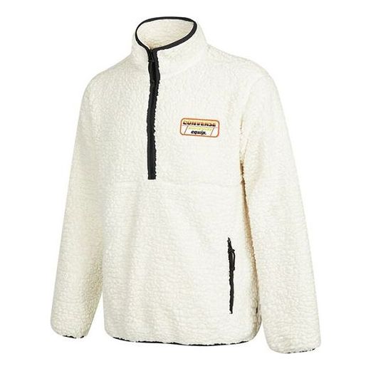 Villapaita Converse Logo Half Zipper Stand Collar Jacket Valkoinen | 10023063-A03