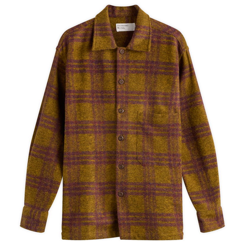 Paita Universal Works Universal Works Dam Check Fatigue Shirt, Size Small Ruskea | 33562-GLD