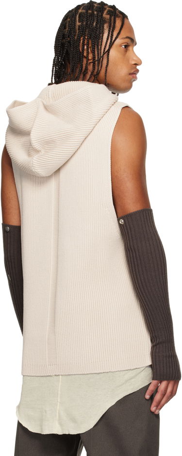 Huppari Rick Owens Rick Owens Ribbed Sleeveless Hoodie with Arm Sleeves Beige | RR02E1680 KWVH, 2