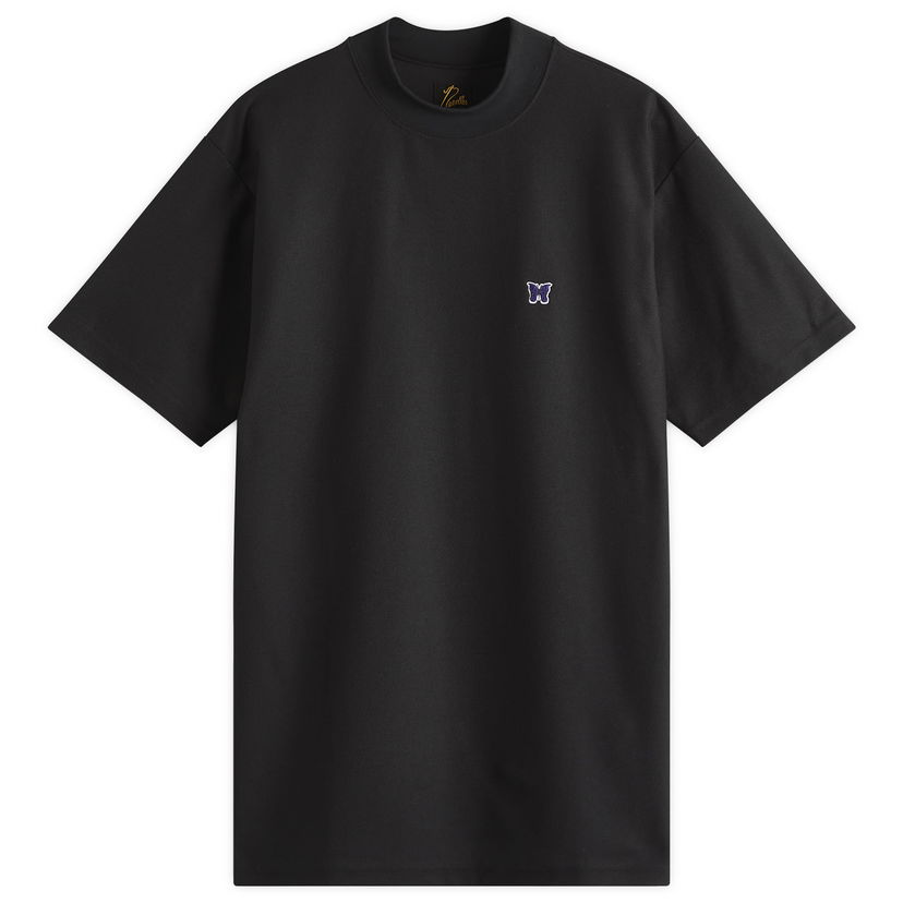 T-paita Needles Needles Mock Neck T-Shirt, Size Medium Musta | QV353-C